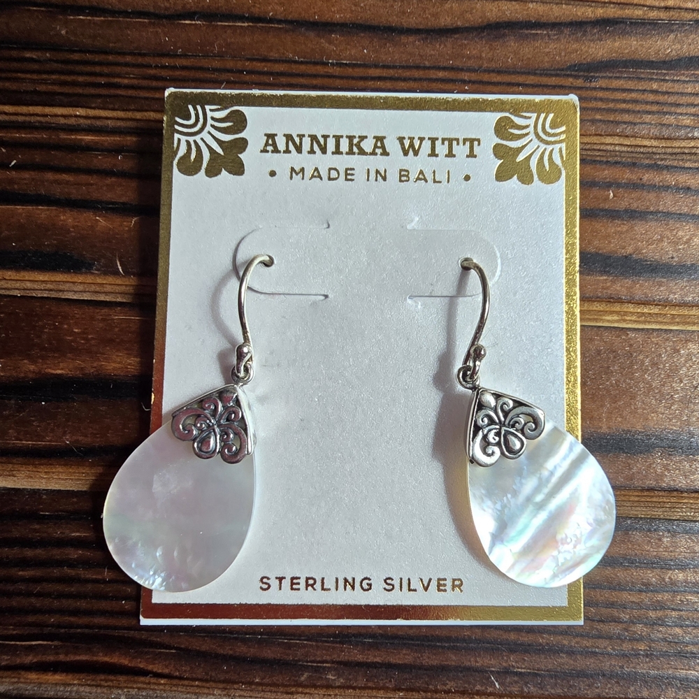 Annika Witt teardrop-shaped earrings sterling silver and mother of pearl! - Picture 3 of 8